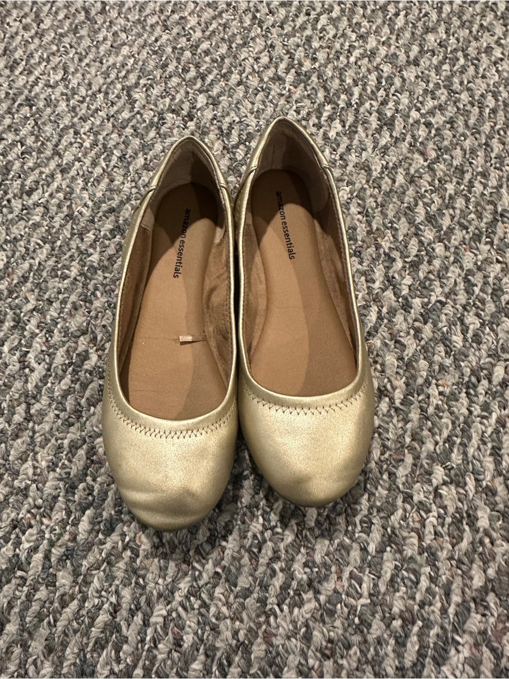 Amazon Essentials Women's Gold Slip-On Ballet Flats